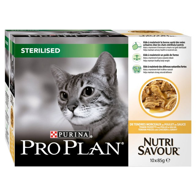 Pro Plan cat food sterilised 10 x 85g, imported from the UK
