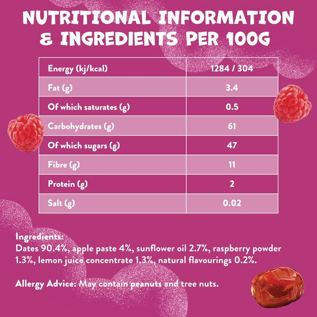 Goodies Raspberry & Date fruit bars multipack, imported from the UK
