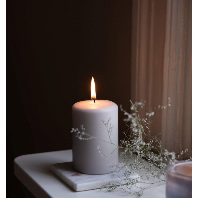 Liljeholmens pressed pillar candle dusty grey 68x100mm, UK version