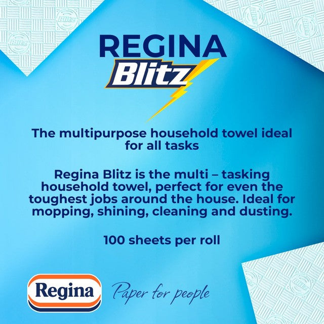 Regina Blitz kitchen roll with 100 supersized sheets, imported from the UK