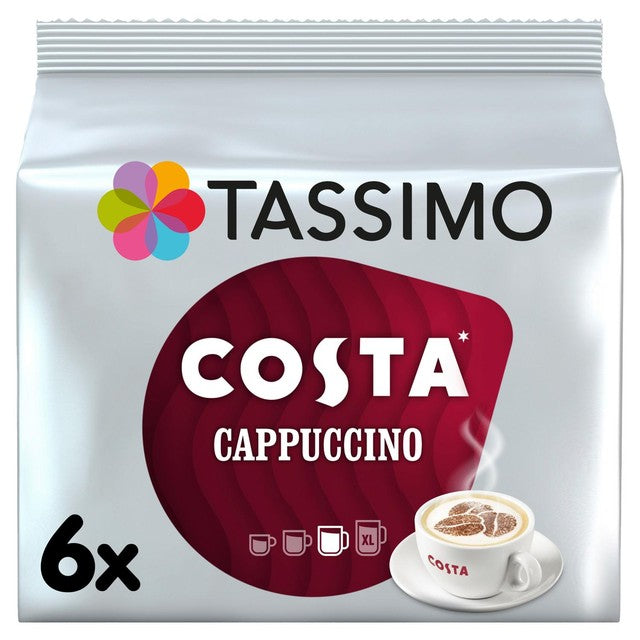 Tassimo Costa cappuccino coffee capsules 6 pack (British brand)