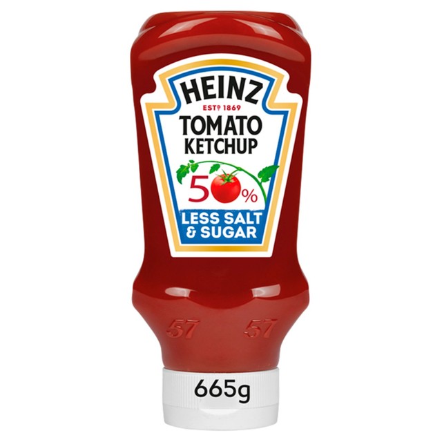 Heinz Tomato Ketchup 50% Less Sugar & Salt 665g, UK version