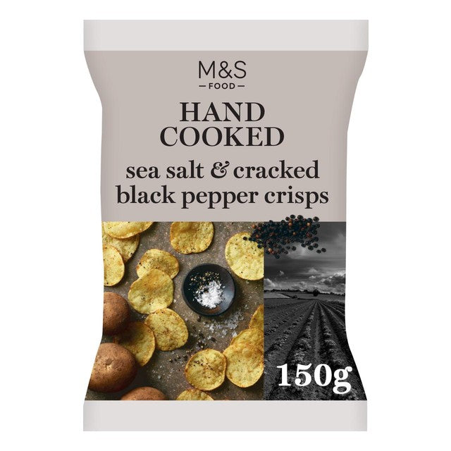 M&S sea salt and black pepper crisps 150g, imported from the UK
