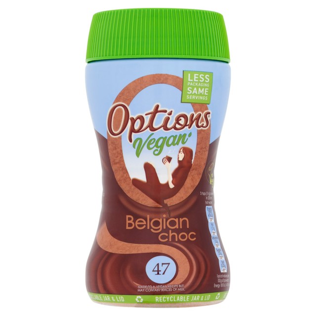 Options vegan Belgian hot chocolate drink 200g, imported from the UK