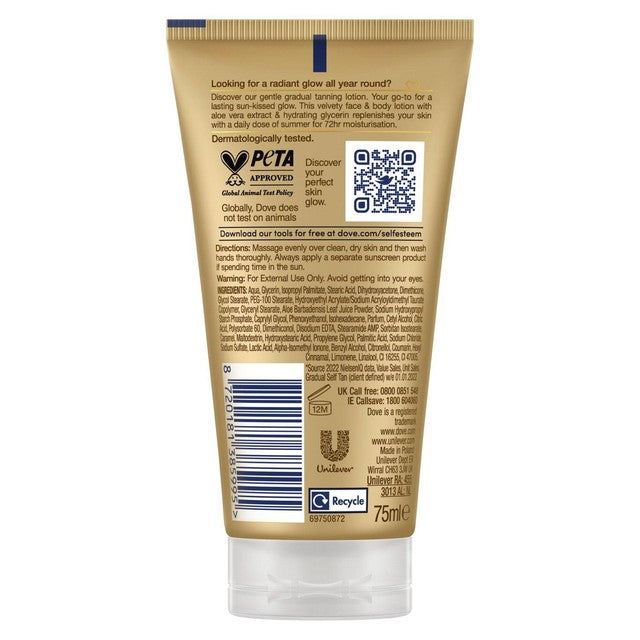 Dove fair-medium gradual self-tan cream 75ml - British product