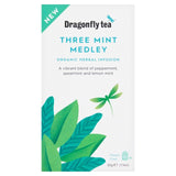 Three Mint Medley herbal tea by Dragonfly Tea, 20 pack - British product