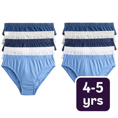 M&S Blue Nautical Briefs Blue Mix Children's Cotton Briefs Pack of 10 4-5 Years