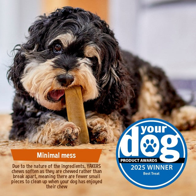 Yakers peanut butter and banana medium dog chew, imported from the UK