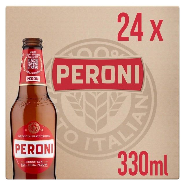 Peroni Red Lager beer bottles 24 x 330ml, imported from the UK