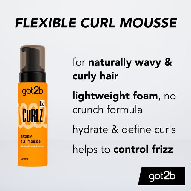 Got2b Curlz Flexible Curl Mousse 200ml (British brand)