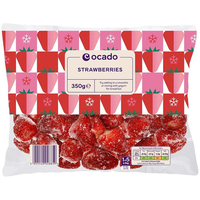 Ocado frozen whole strawberries 350g, imported from the UK