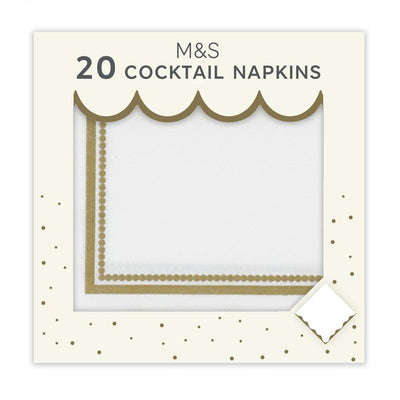 M&S M&S White Gold Cocktail Napkins 25cm 20 Pack- Buy online at McGrocer