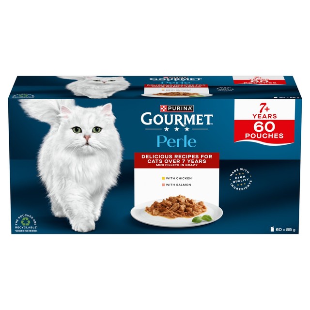 Gourmet Perle Senior wet cat food 60x85g pouches, UK version