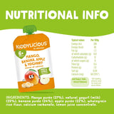 Kiddylicious baby pouch mango banana apple yoghurt multipack 6+ months, imported from the UK
