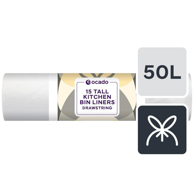 Ocado tall kitchen bin liners 50L, imported from the UK