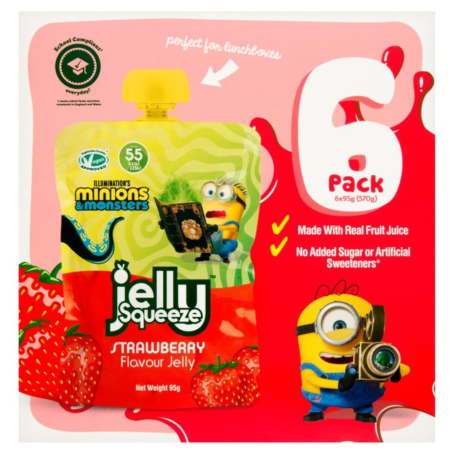 Jelly Squeeze strawberry jelly pouches multipack 6 x 95g, UK version