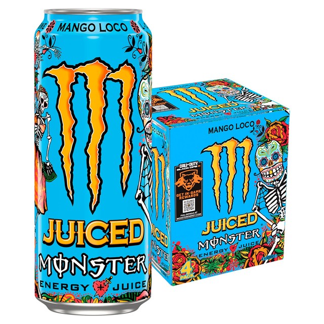 Monster Mango Loco energy drink 500ml, imported from the UK