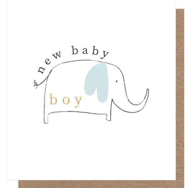 Caroline Gardner elephant new baby boy card 16.5 x 15.5 cm - British product