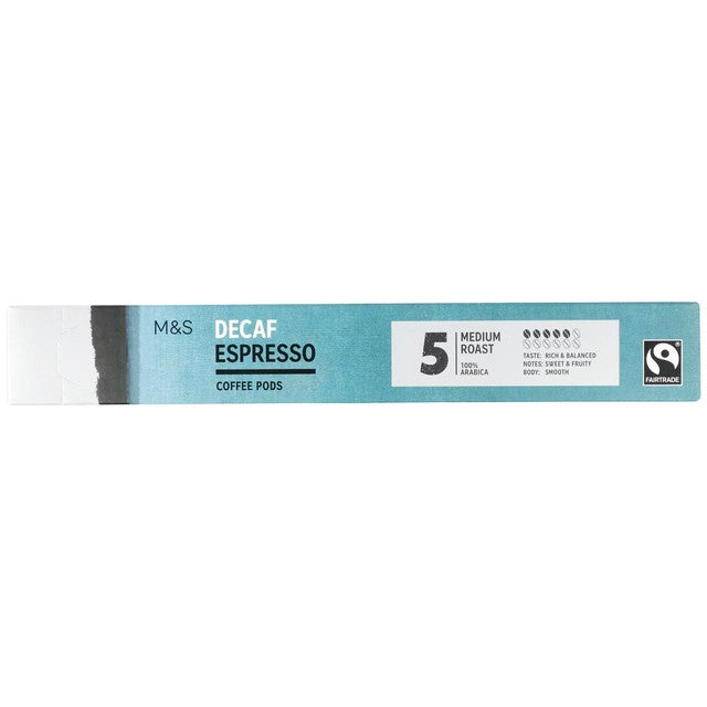 M&S decaf espresso coffee pods 10 pack, imported from the UK