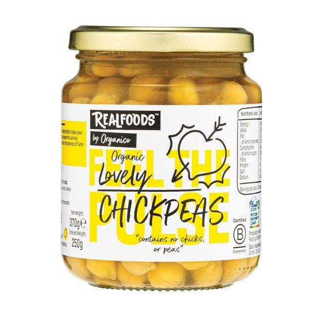 Realfoods by Organico chickpeas in water 370g, imported from the UK