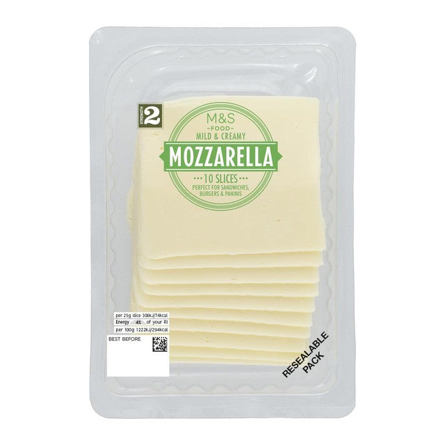 M&S 10 mozzarella slices 250g, imported from the UK