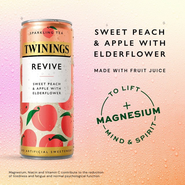 Twinings Sparkling Tea Revive peach apple flavour can (British brand)