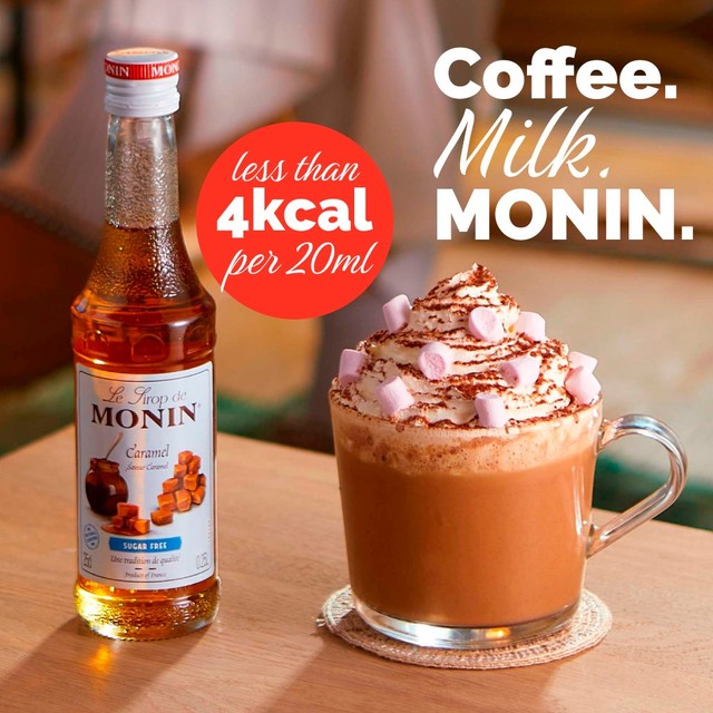 Monin Caramel Syrup Sugar Free 250ml, imported from the UK