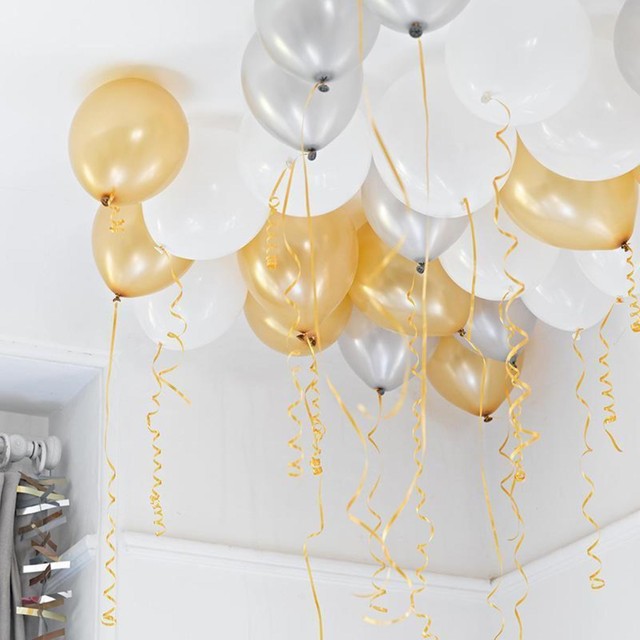 Talking Tables gold silver white latex balloons 30 pack 30cm (British brand)