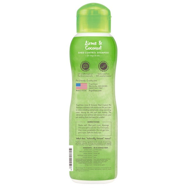 Tropiclean lime and coconut shed control pet shampoo 355ml (British brand)