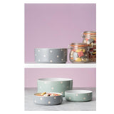 Mason Cash Polka Dot Sage pet bowl 18cm, imported from the UK
