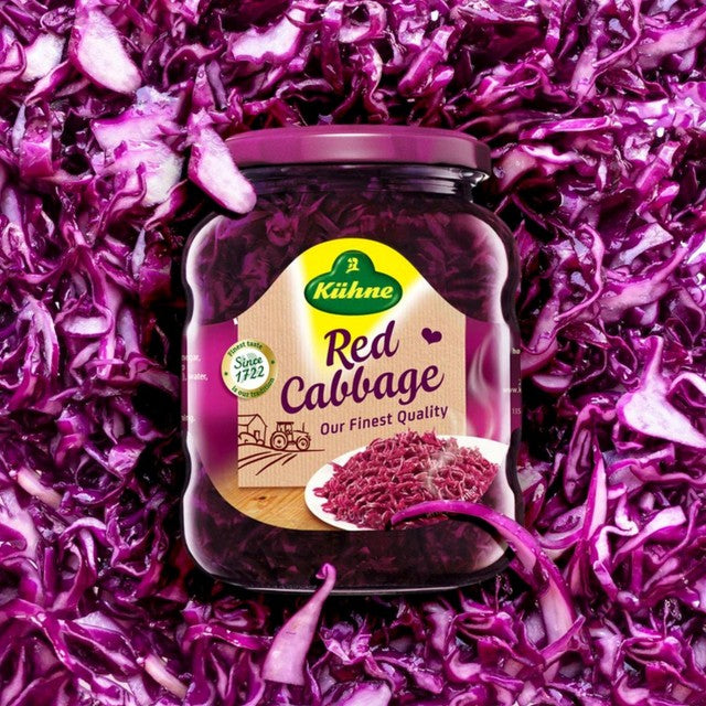 Kuhne Red Cabbage Pickled Jar 350g glass jar, UK version