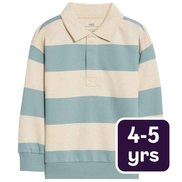 M&S blue striped rugby sweatshirt for children 4-5 years, imported from the UK