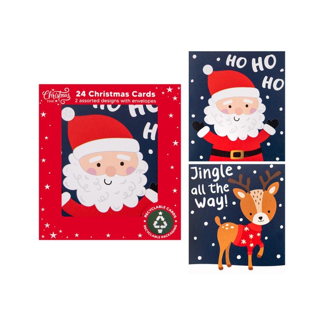 RSW International Santa & Reindeer mini cards pack of 24 - British product