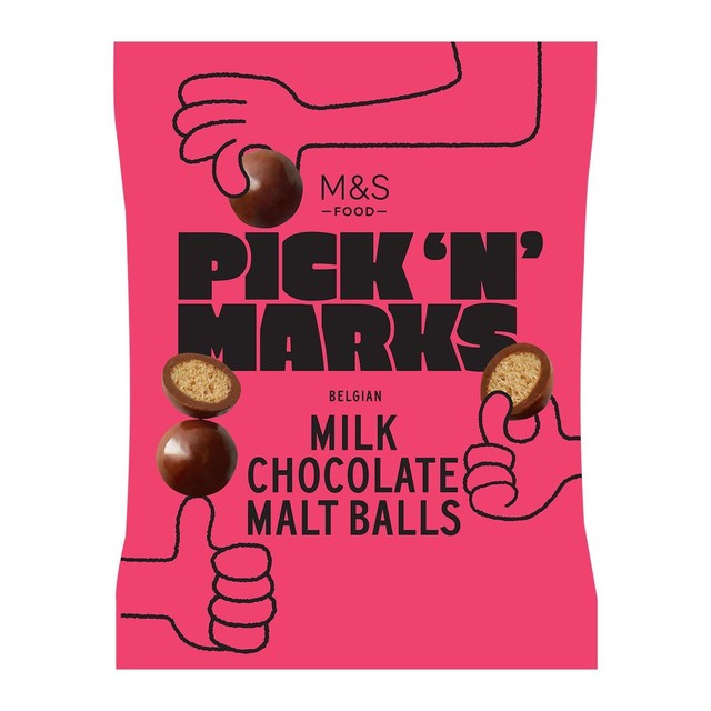 M&S milk chocolate malt balls bag - British product