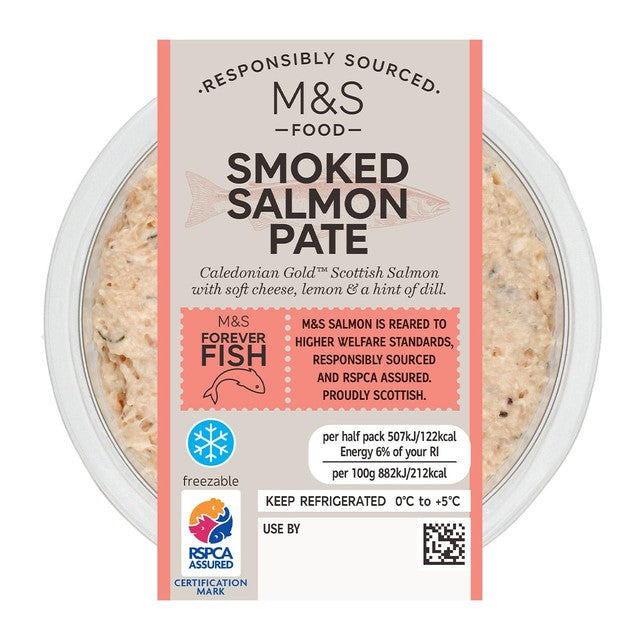 M&S Smoked Salmon Pate 115g, imported from the UK