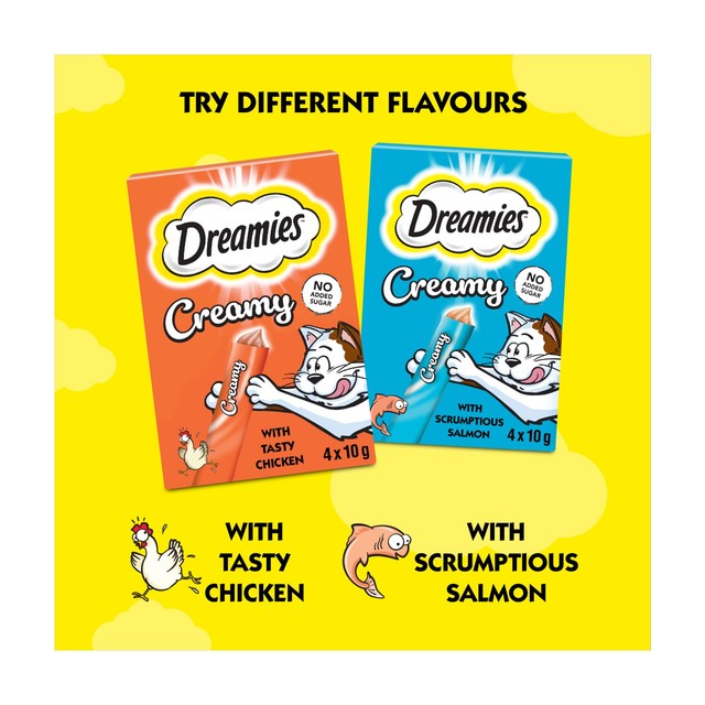 Dreamies creamy cat treats salmon flavour, imported from the UK