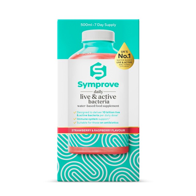 Symprove strawberry and raspberry probiotic drink supplement 500ml (British brand)