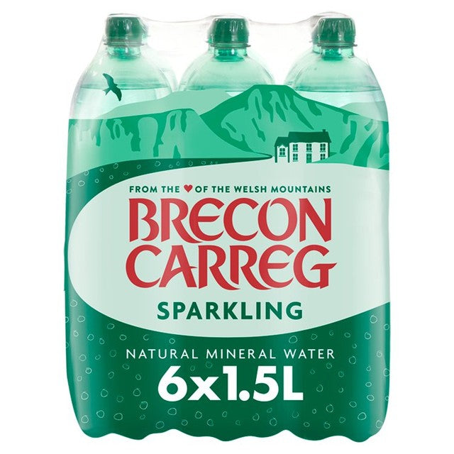 Brecon Carreg Natural Sparkling Mineral Water 6x1.5L - British product