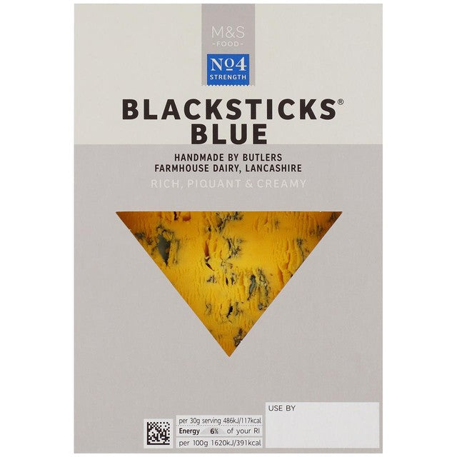 M&S Blacksticks Blue Cheese 150g, imported from the UK