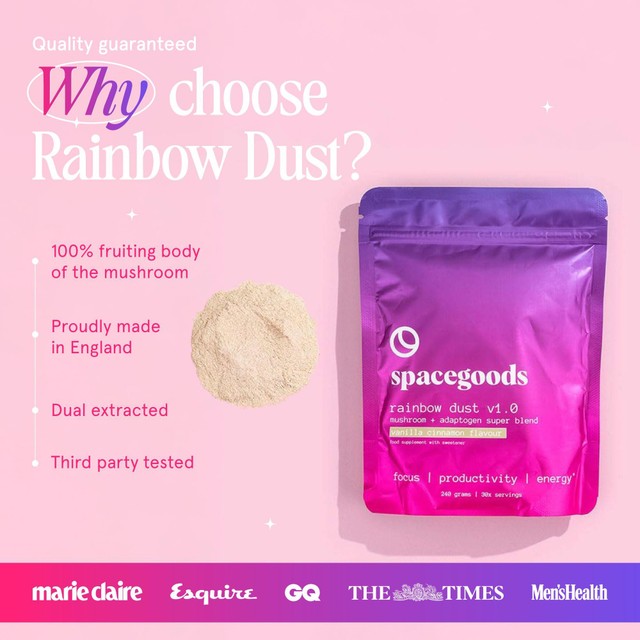 Spacegoods Rainbow Dust Vanilla Cinnamon adaptogen powder blend 240g (British brand)