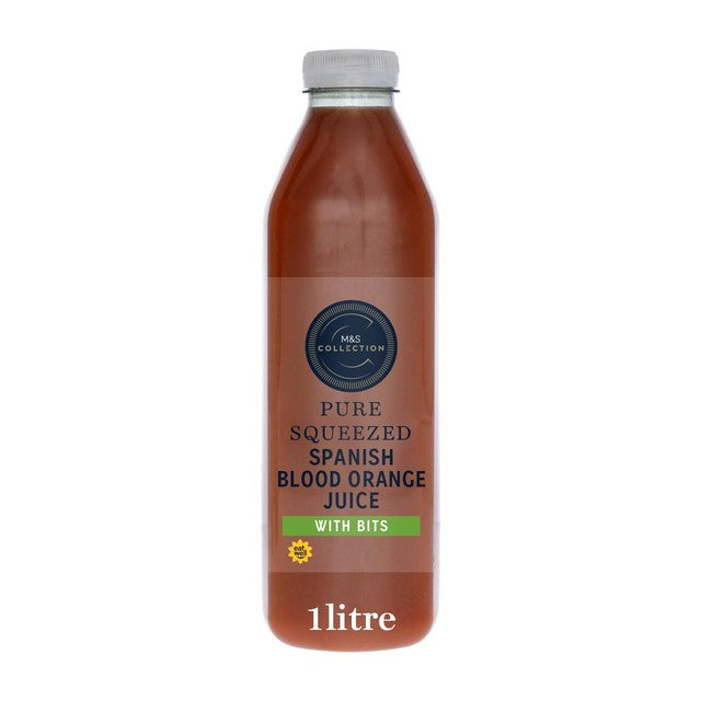 M&S Spanish blood orange juice with bits 1L, imported from the UK