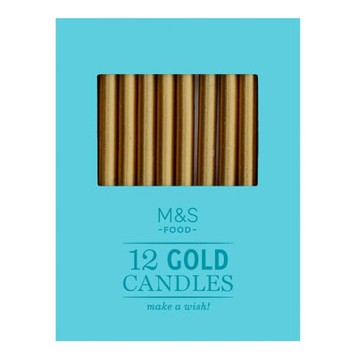 شموع عيد ميلاد ذهبية من M&S، عبوة من 12 قطعة