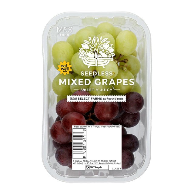 M&S seedless mixed grapes 500g, imported from the UK