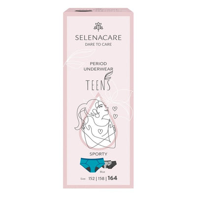 Culottes menstruelles sportives Selenacare Teens, bleues, taille 13-14 ans
