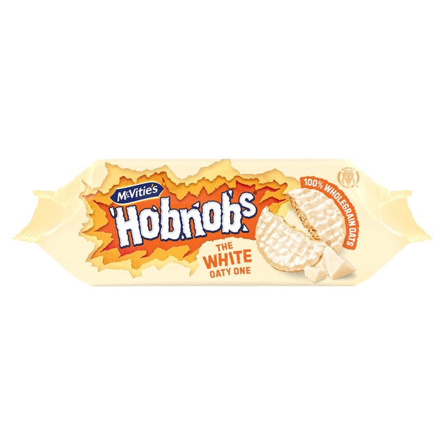McVities White Chocolate Hobnobs biscuit pack, UK version