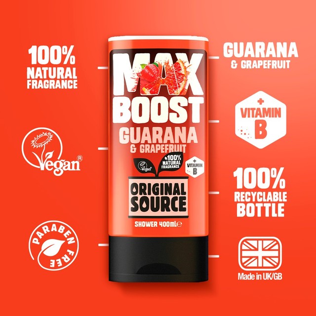 Original Source Guarana Grapefruit Shower Gel 400ml, imported from the UK