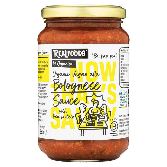 Realfoods organic vegan alla bolognese sauce 350g, imported from the UK
