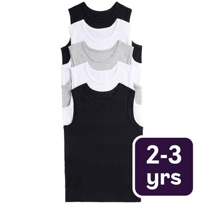 M&S M&S Cotton Vests for 2-3 Years, Black, Pack of 5- Buy online at McGrocer