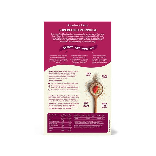 Naturya Superfood Porridge Strawberry & Acai, UK version
