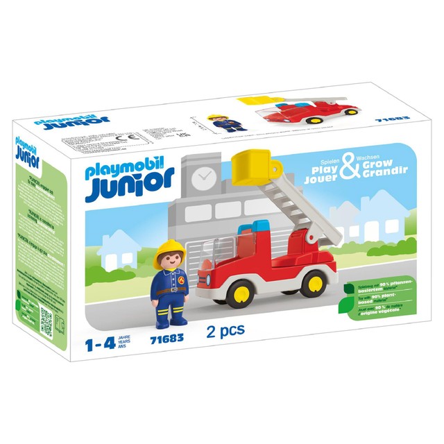 Playmobil JUNIOR ladder unit fire truck toy, imported from the UK